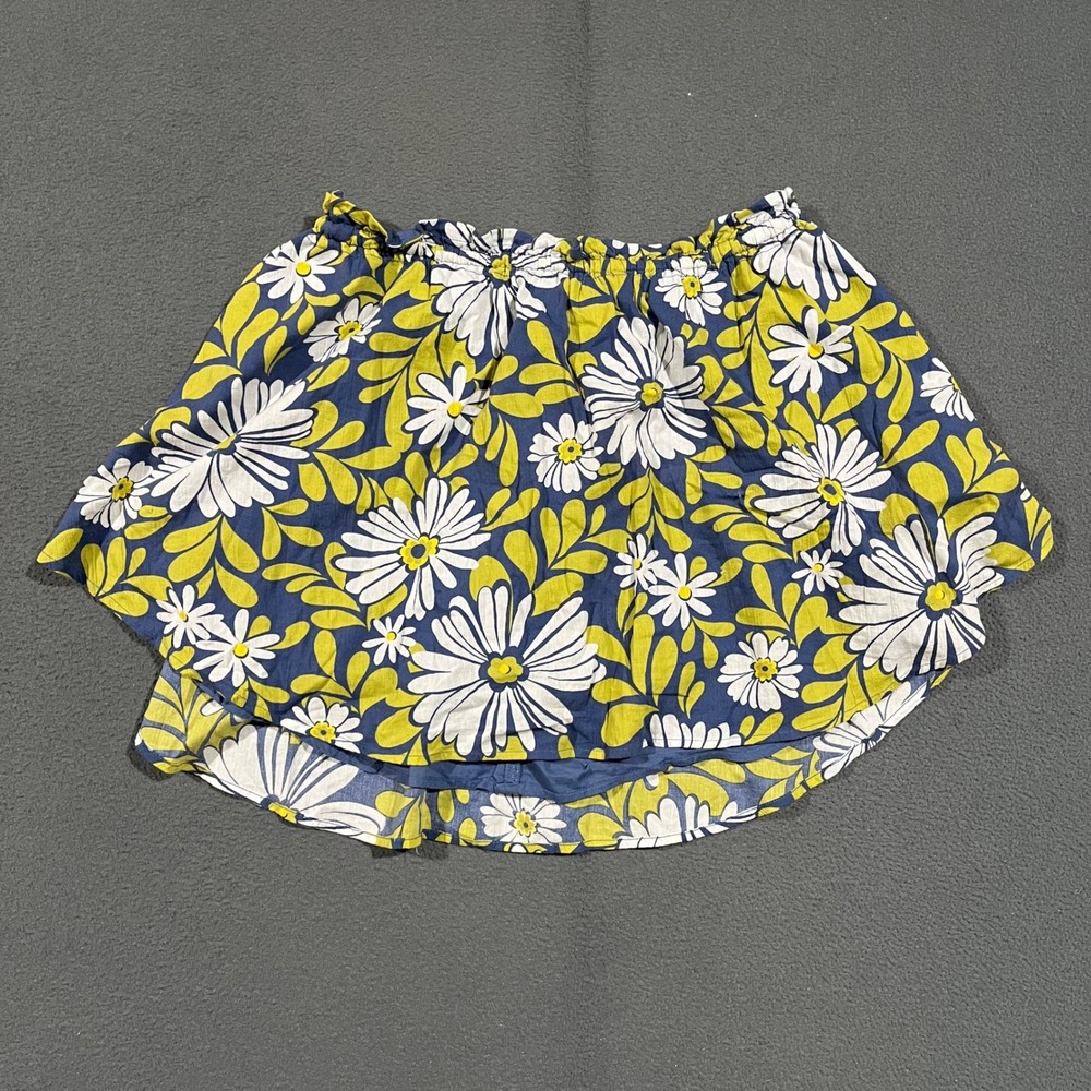 Aerie Floral Mini Skirt Womens Large Blue Yellow Daisy Cotton Ruffle Summer Boho